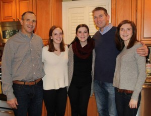 left to right are Vinny Sasso ‘76, Michaela Roller ‘13, Annaliese Roller ‘1), Tim O'Sullivan ‘86 and Molly Sasso ‘14.