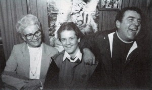 Br. Leo Richard (right) and Sheila Murphy with an uncaptioned student. Taken from the 1984 yearbook.