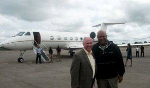 Gianni Iurassich '80, left, with Major General Darryl Williams in Cameroon, Africa