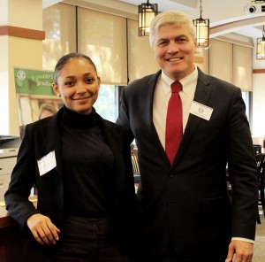 Christy Dey '16 volunteered at Molloy's Open House on October 16th. Pictured with Mr. Ted McGuinness '81.