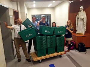 Mr. Dougherty and I A.M. Green club with Molloy's new recycling bins.