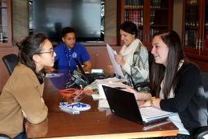 Students meet with representatives from Seton Hall Admissions.