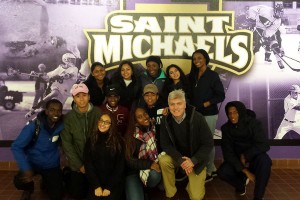 Mr. McGuinness with Molloy Students at St. Michael's in Vermont.
